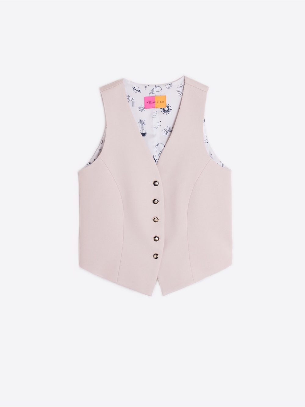 Vilagallo Beige Tailored Button-Front Vest